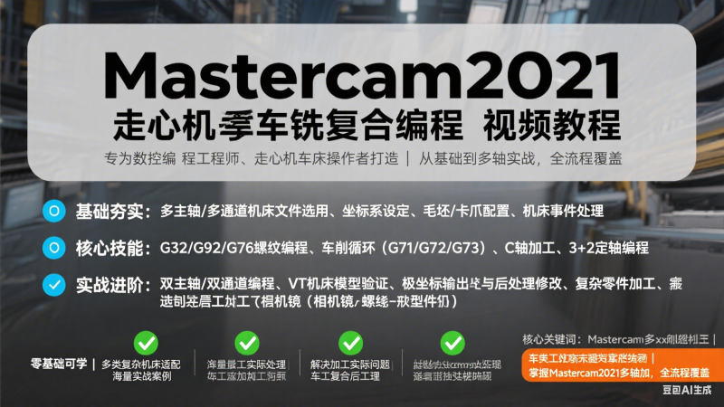 mastercam2021走心机车铣复合编程视频教程-机械资源网